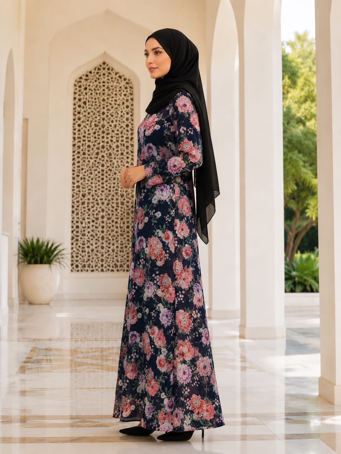 Printed Georgette Dual Layer Abaya AYG-090