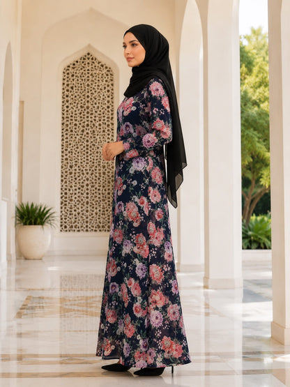 Printed Georgette Dual Layer Abaya AYG-090