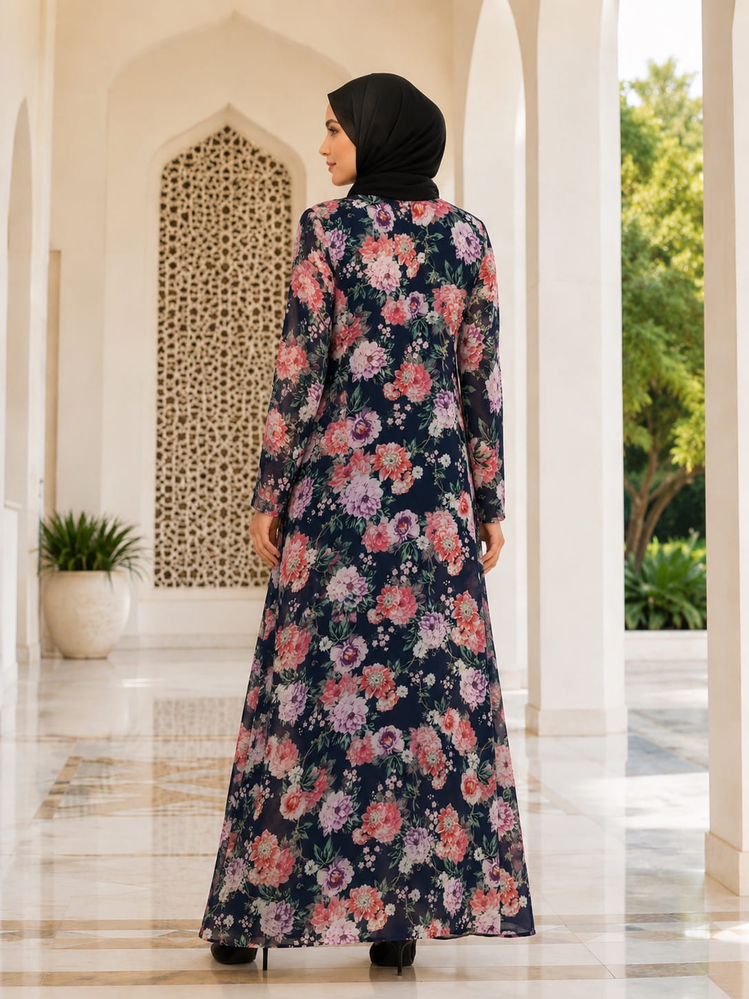 Printed Georgette Dual Layer Abaya AYG-090