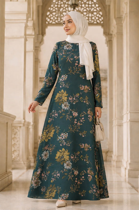 Printed Shimmer Georgette Dual Layer Abaya AYG-092