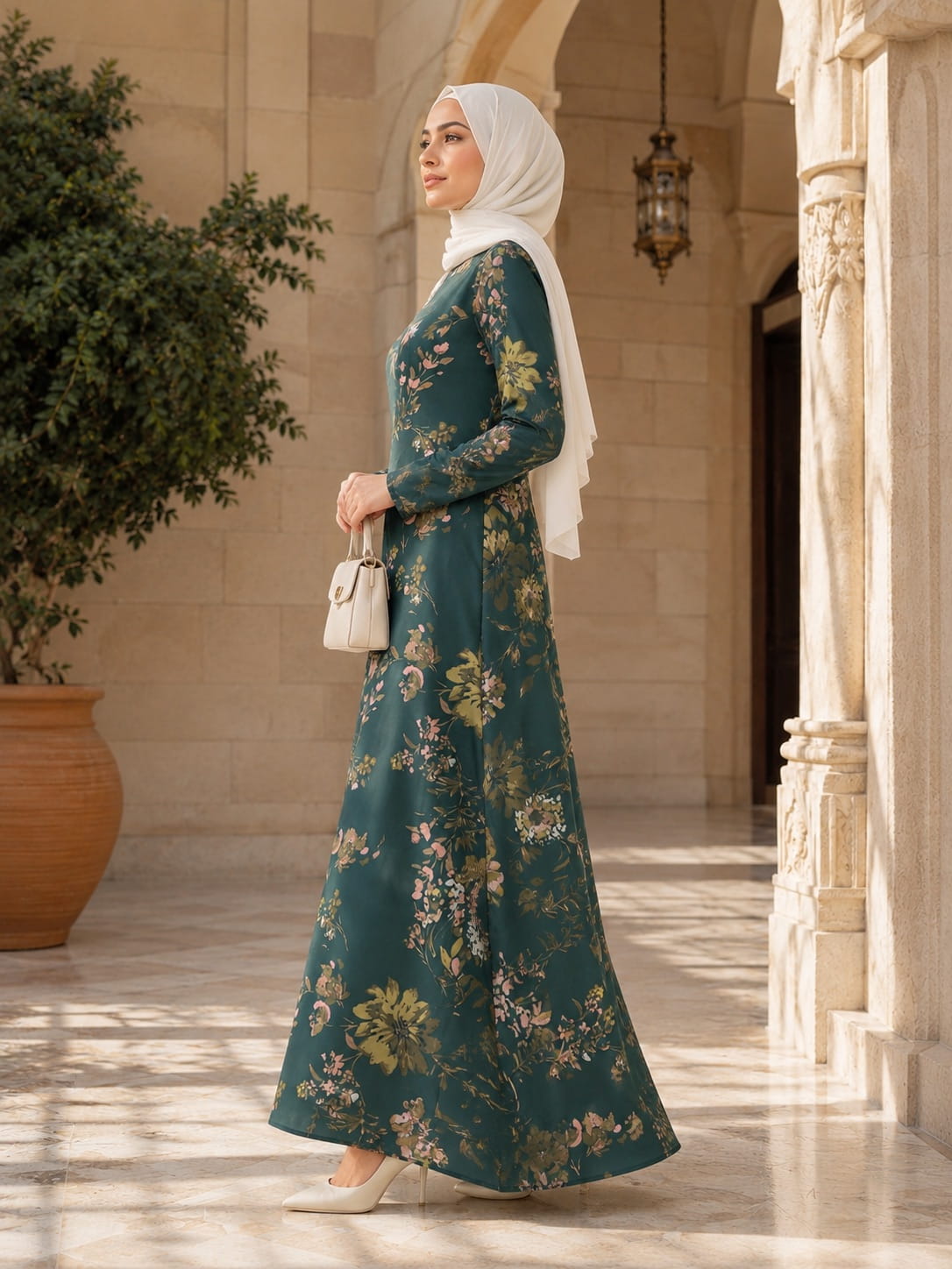 Printed Shimmer Georgette Dual Layer Abaya AYG-092