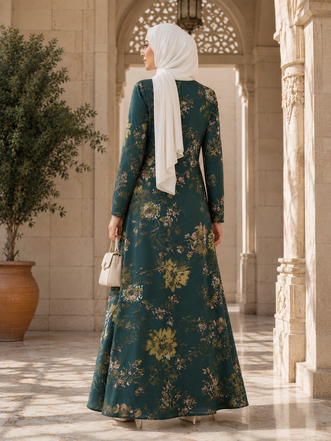Printed Shimmer Georgette Dual Layer Abaya AYG-092
