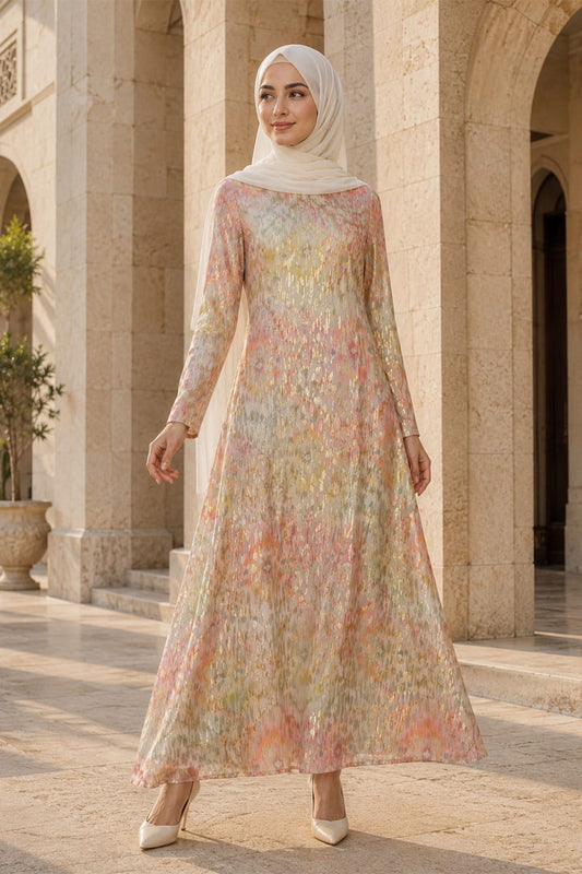 Printed Lurex Georgette Dual Layer Abaya AYG-096
