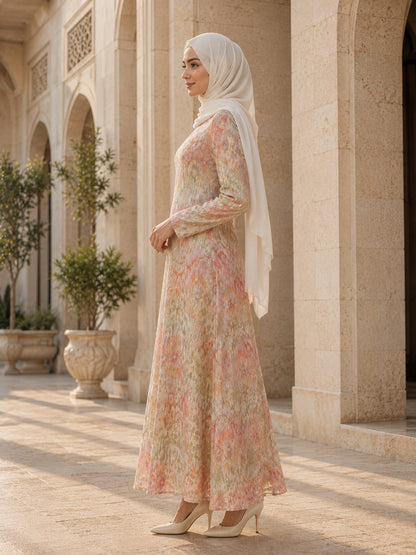 Printed Lurex Georgette Dual Layer Abaya AYG-096