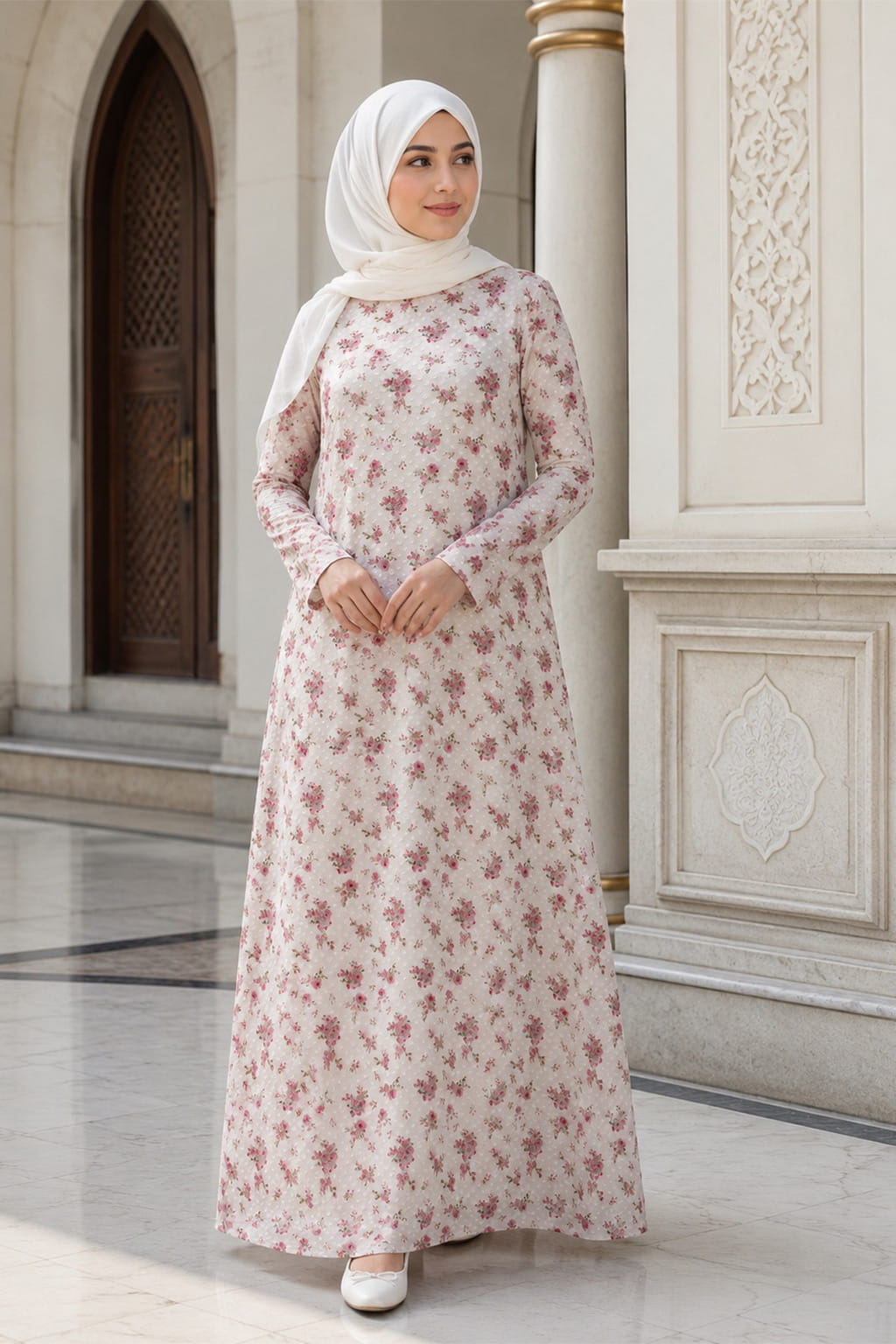 Printed Dobby Georgette Dual Layer Abaya AYG-097