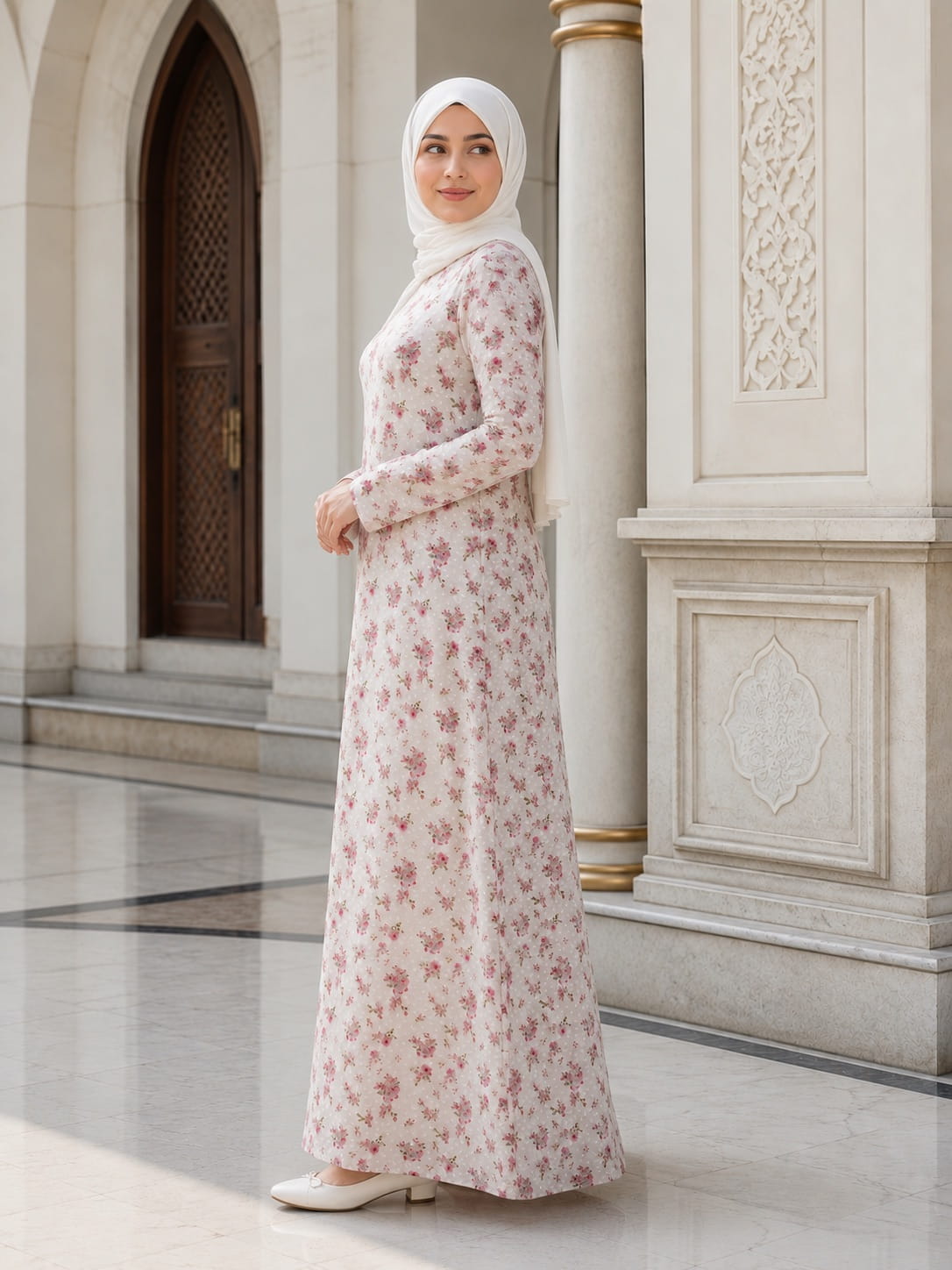 Printed Dobby Georgette Dual Layer Abaya AYG-097