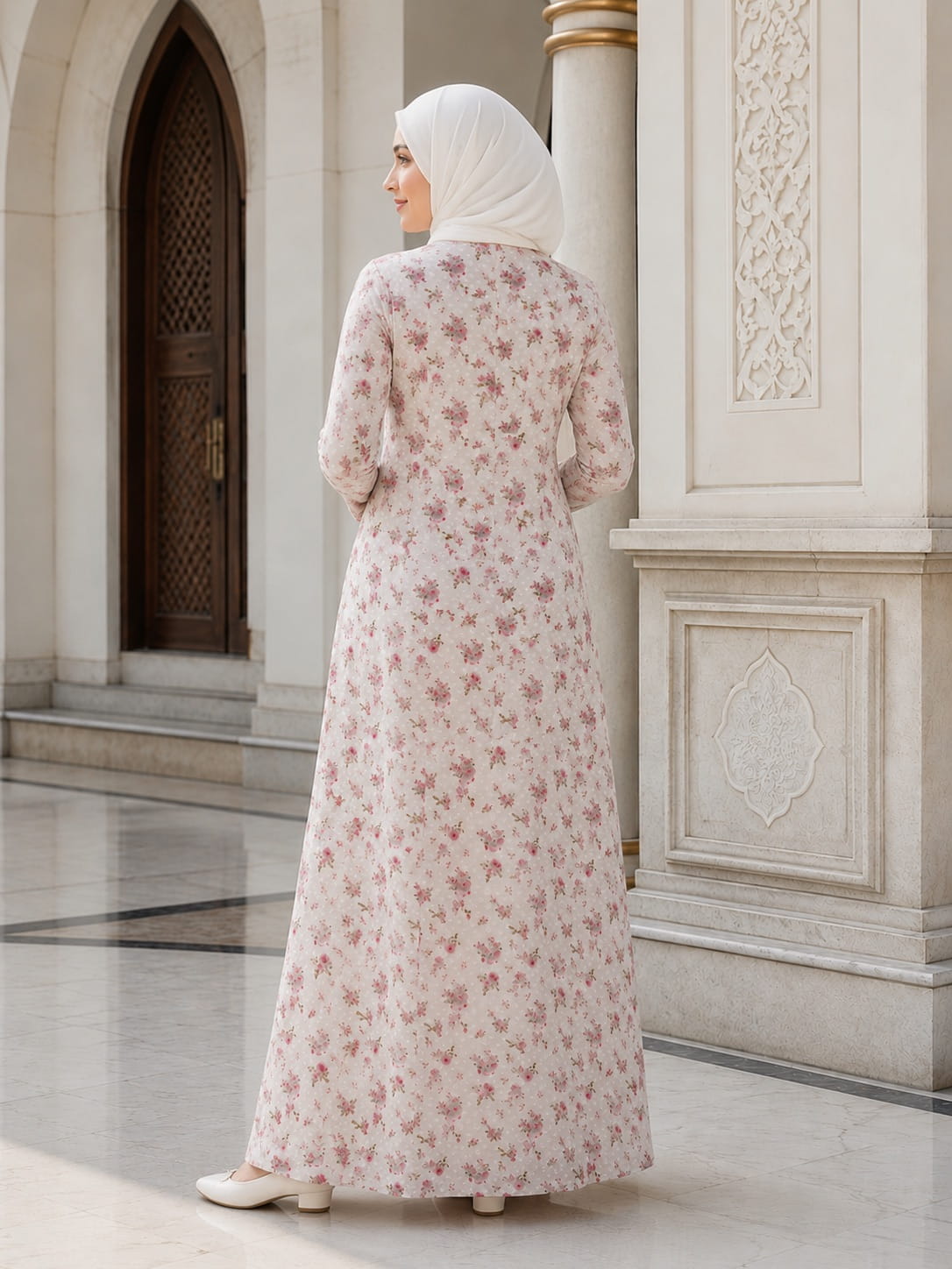 Printed Dobby Georgette Dual Layer Abaya AYG-097