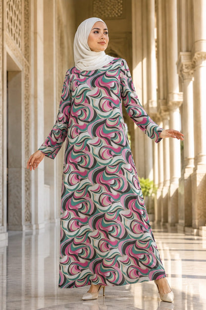 Printed Chiffon Dual Layer Abaya AYG-099