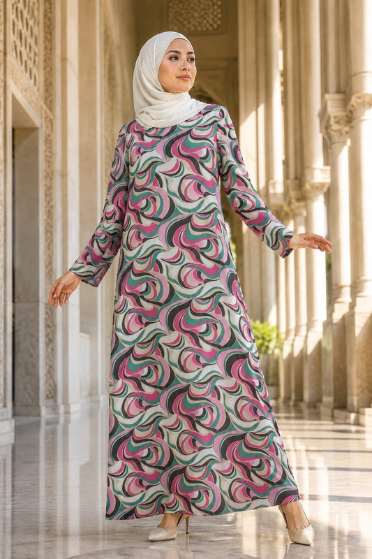 Printed Chiffon Dual Layer Abaya AYG-099