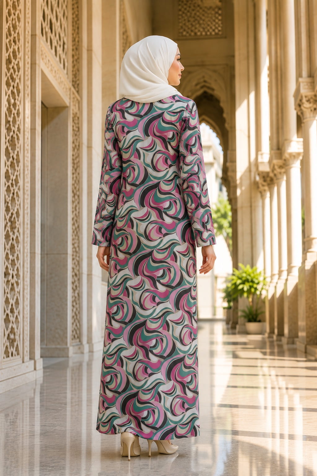 Printed Chiffon Dual Layer Abaya AYG-099