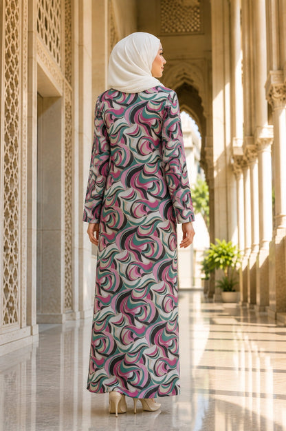 Printed Chiffon Dual Layer Abaya AYG-099