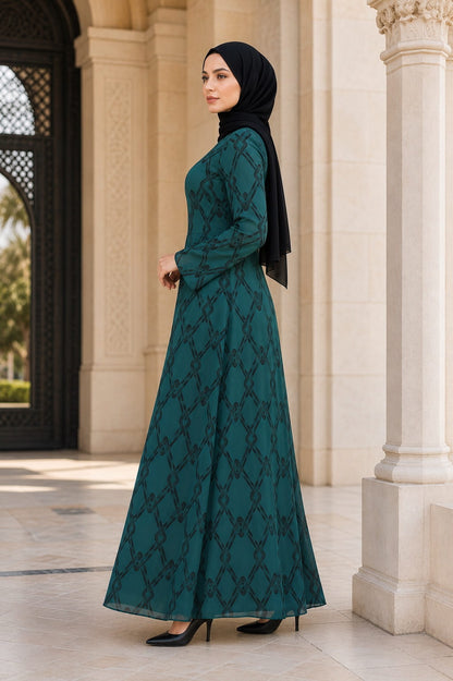 Printed Chiffon Dual Layer Abaya AYG-100