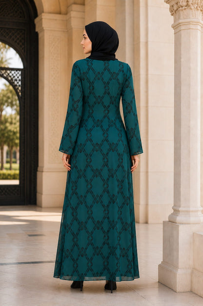 Printed Chiffon Dual Layer Abaya AYG-100
