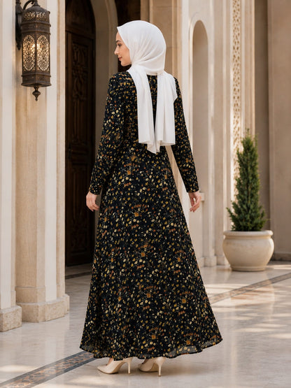 Printed Foil Georgette Dual Layer Abaya AYG-105