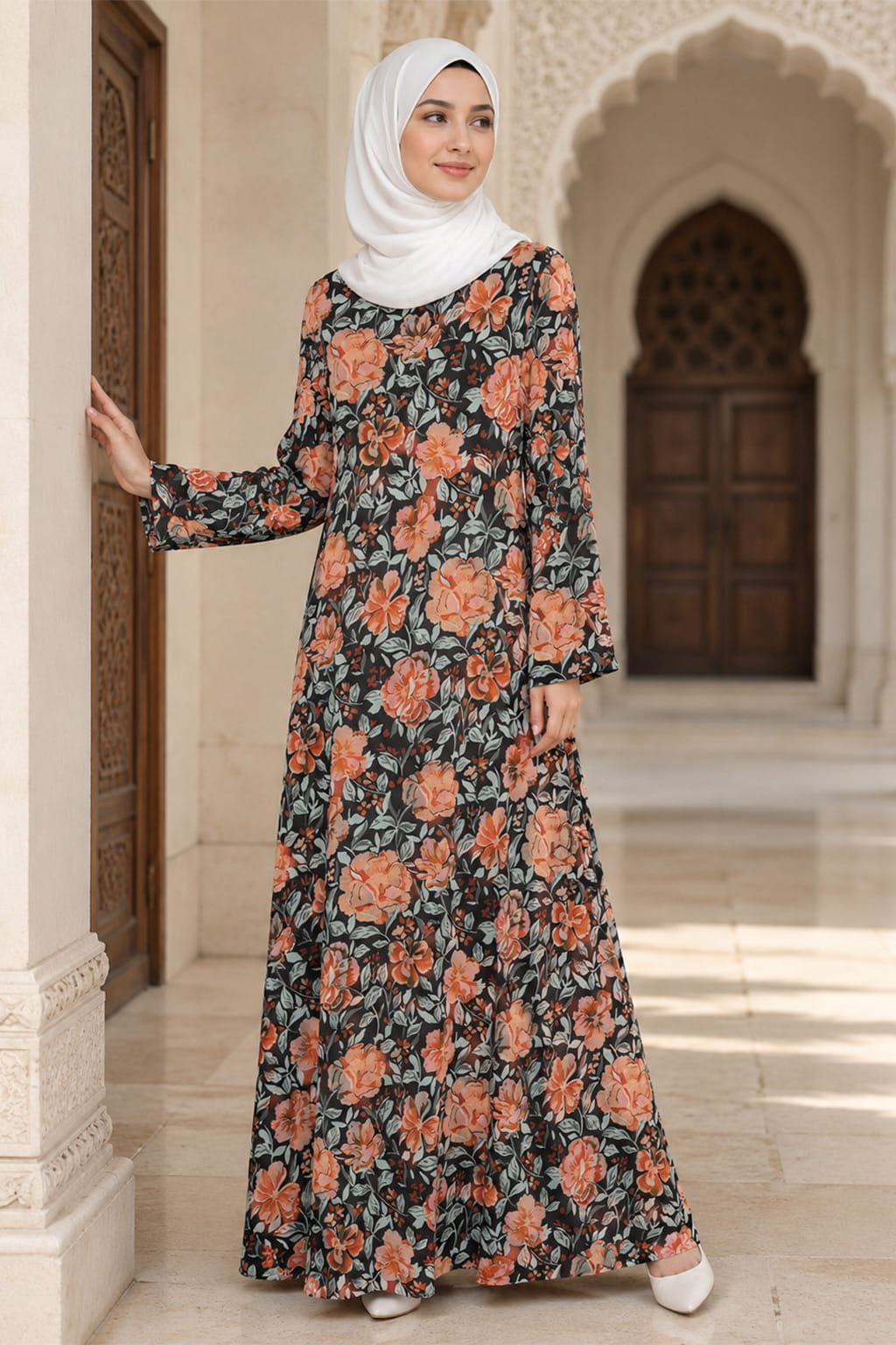 Printed Georgette Dual Layer Abaya AYG-108