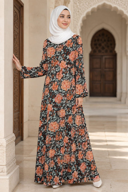 Printed Georgette Dual Layer Abaya AYG-108
