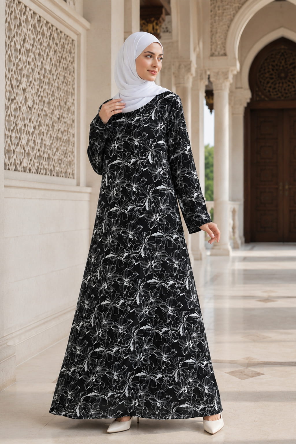 Printed Georgette Dual Layer Abaya AYG-110