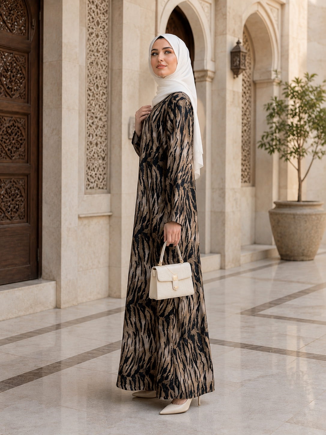 Printed Organza Dual Layer Abaya AYG-129