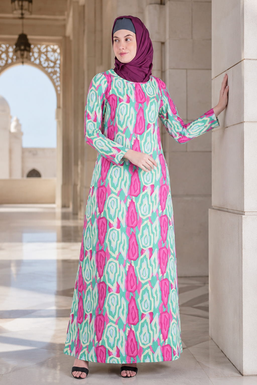Printed Crepe Abaya AYP-541