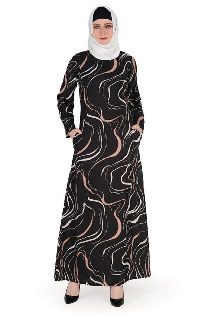 Printed Crepe Abaya AYP-559