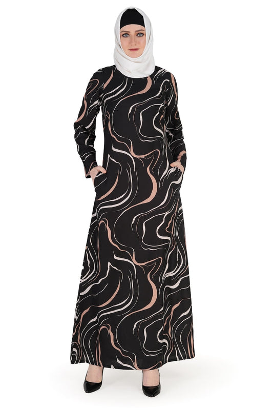 Printed Crepe Abaya AYP-559