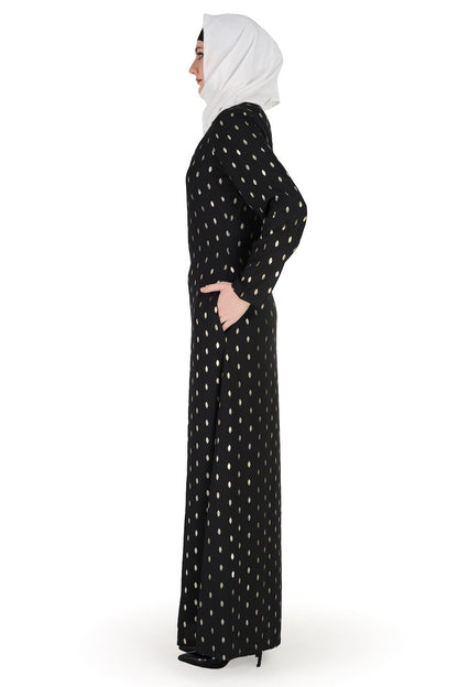 Printed Foil Crepe Abaya AYP-563