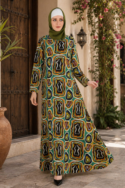 Printed Crepe Abaya AYP-568