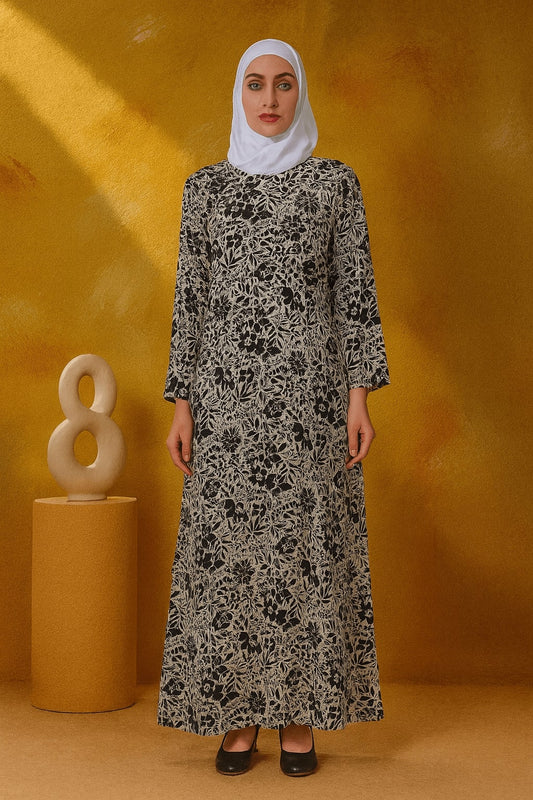 Printed Crepe Abaya AYP-596