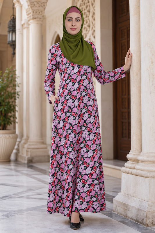 Printed Crepe Abaya AYP-597