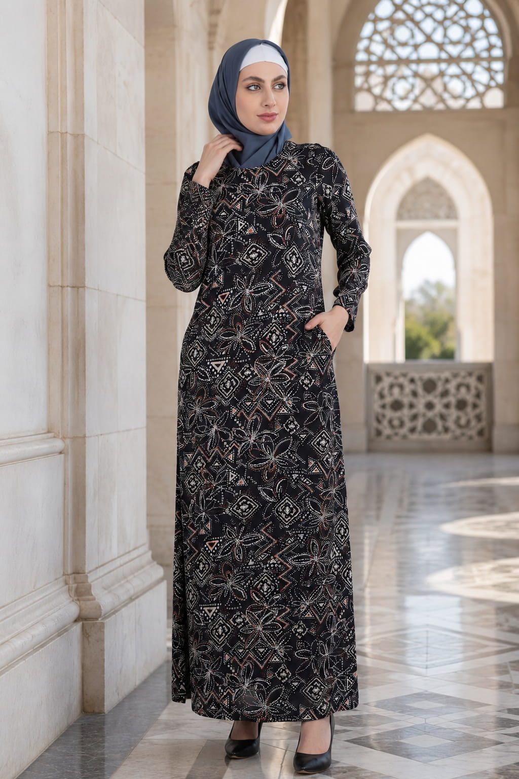 Printed Crepe Abaya AYP-599