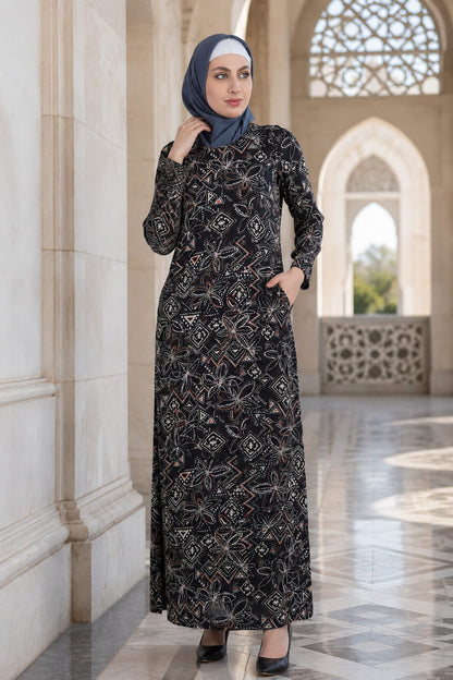 Printed Crepe Abaya AYP-599