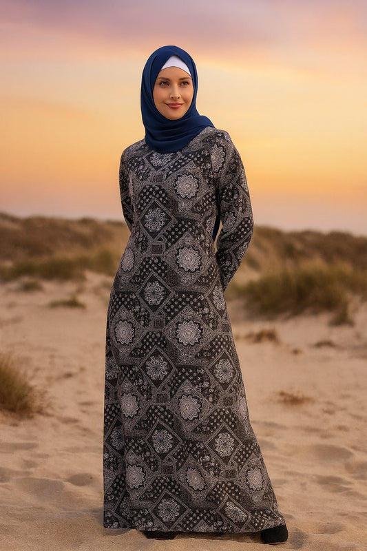 Printed Crepe Abaya AYP-618