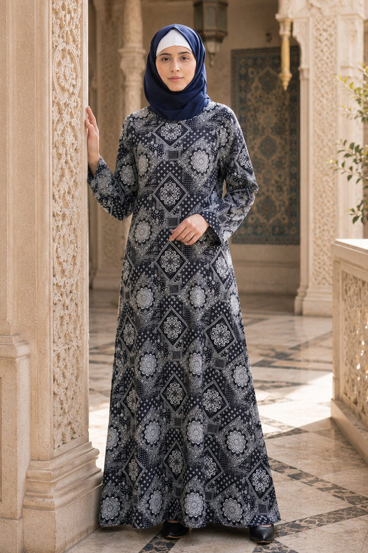Printed Crepe Abaya AYP-618