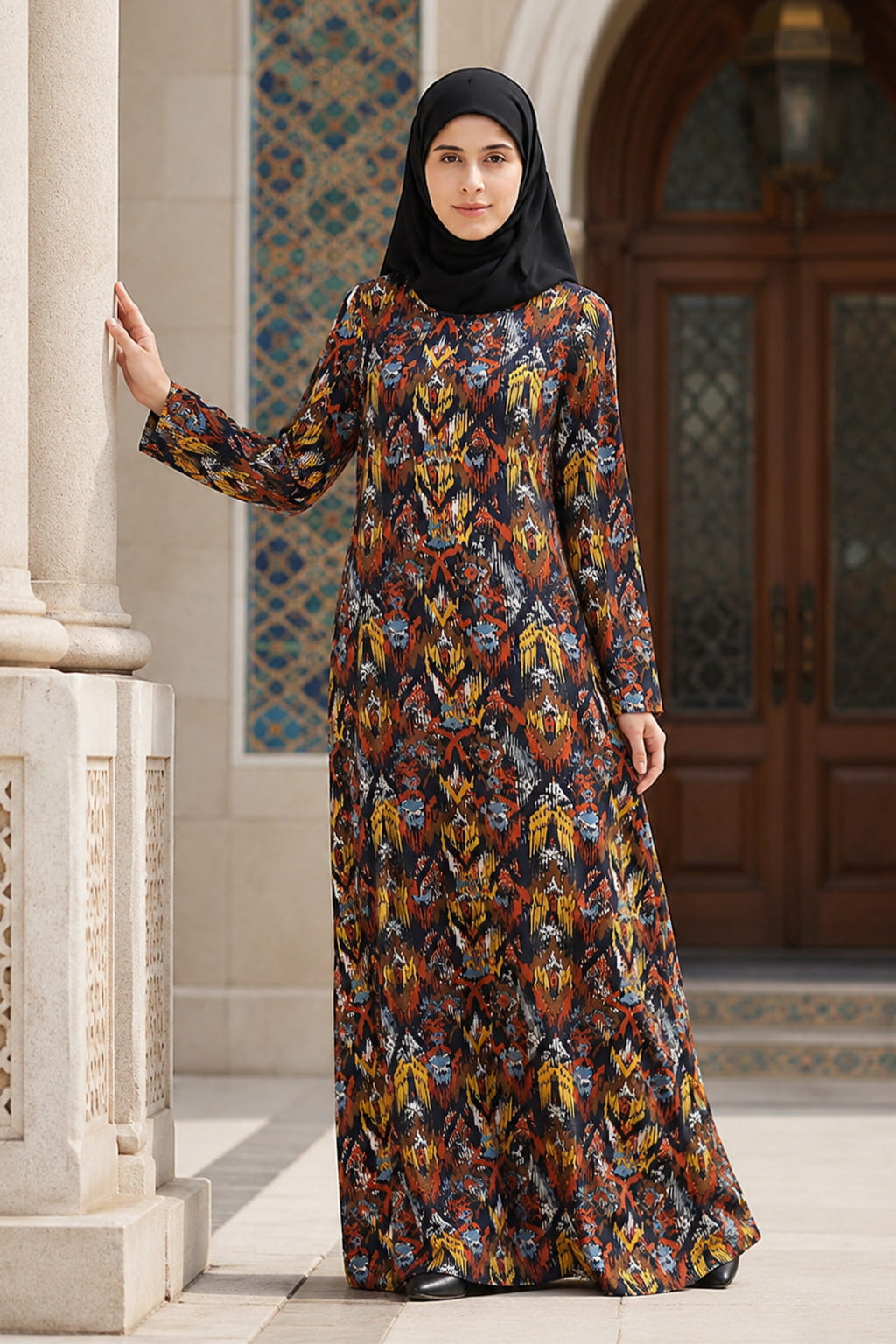 Printed Crepe Abaya AYP-635