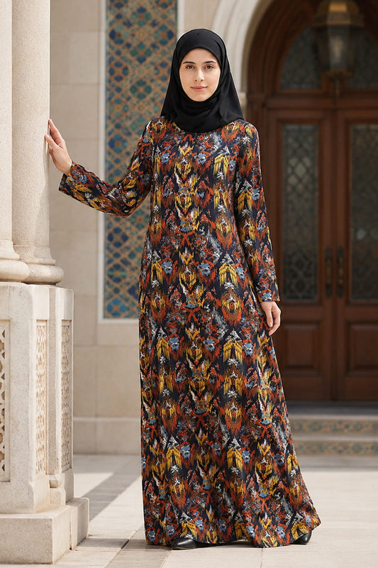 Printed Crepe Abaya AYP-635