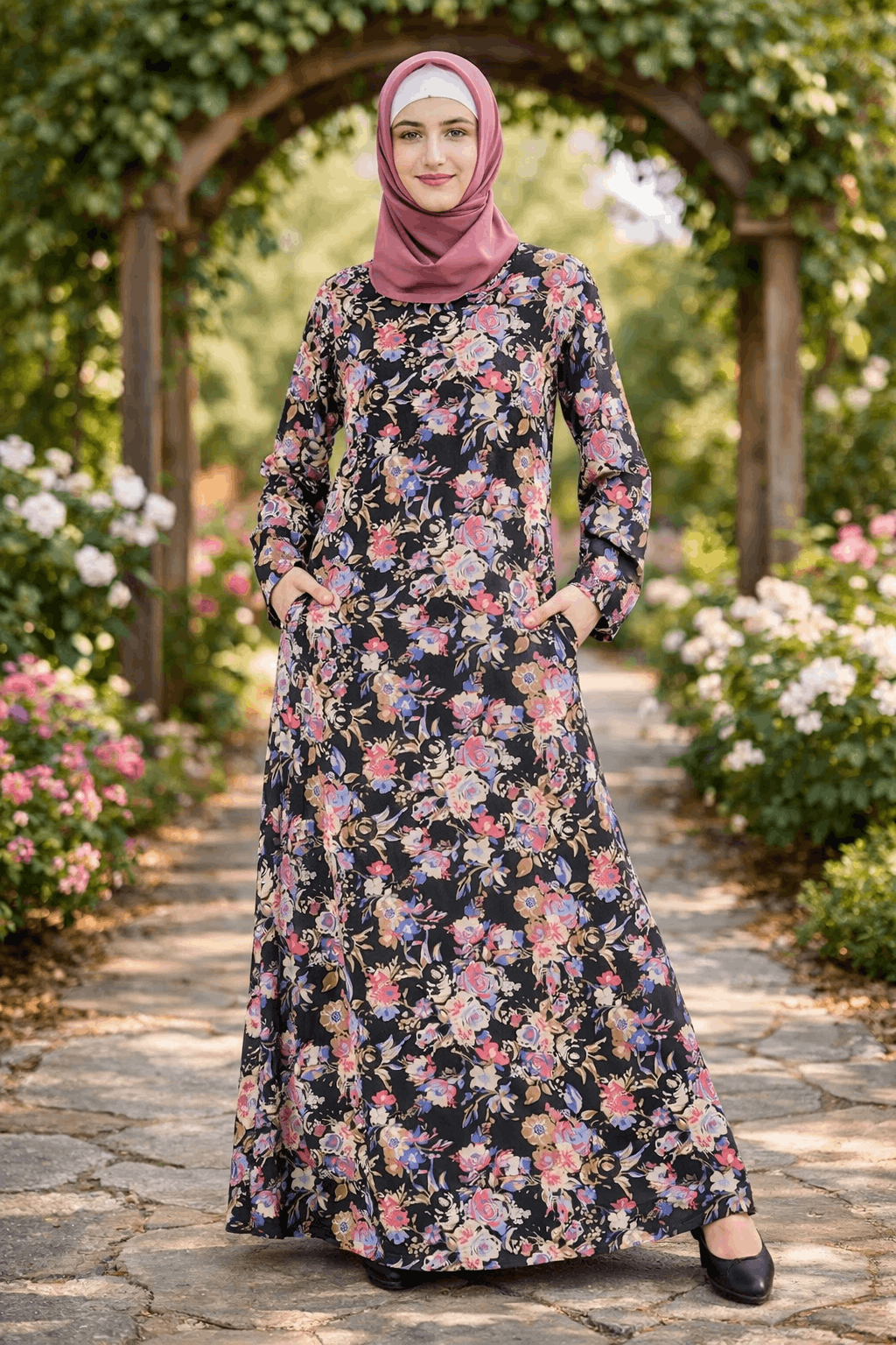 Printed Crepe Abaya AYP-641