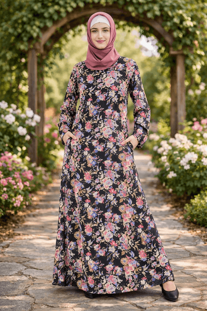 Printed Crepe Abaya AYP-641