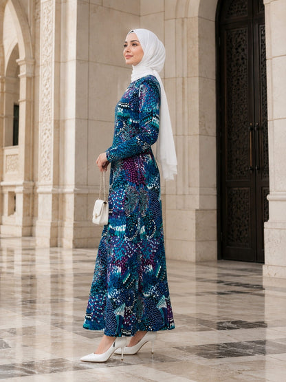 Printed Crepe Abaya AYP-642