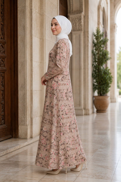 Printed Crepe Abaya AYP-645
