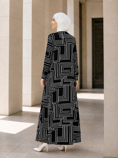 Printed Crepe Abaya AYP-646