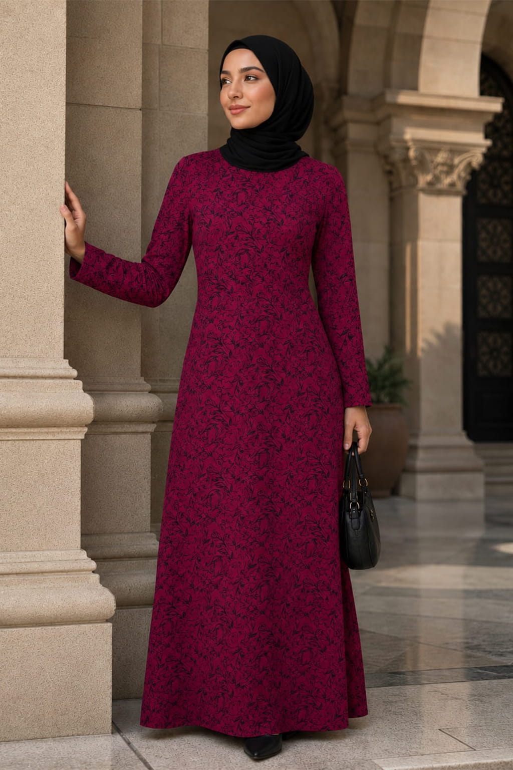Printed Crepe Abaya AYP-652