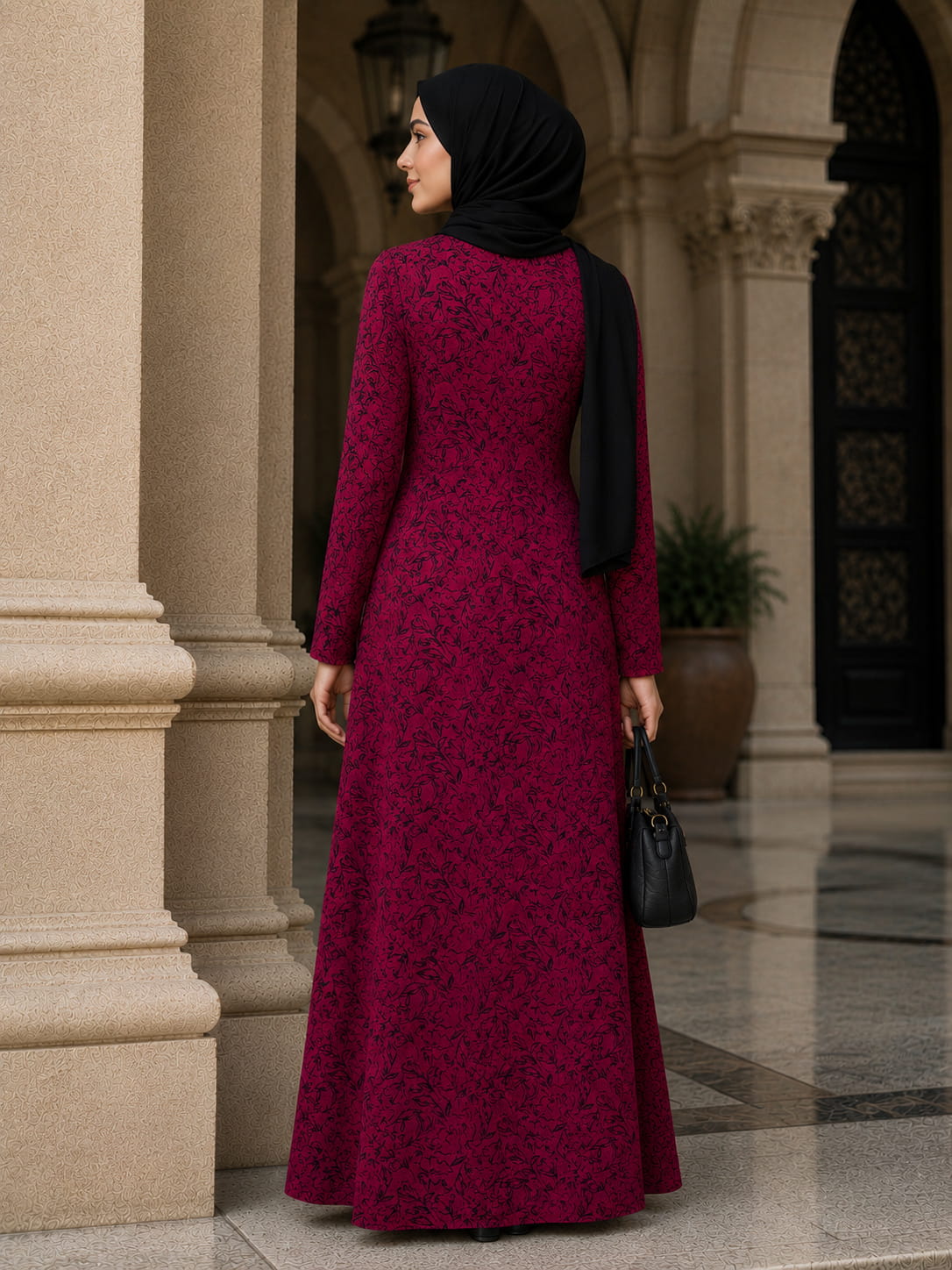Printed Crepe Abaya AYP-652