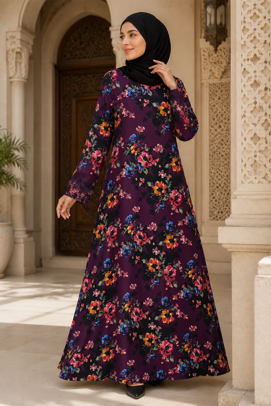 Printed Crepe Abaya AYP-662