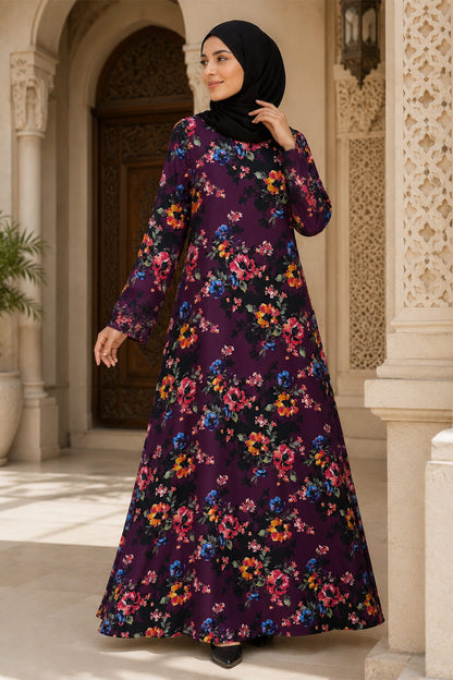 Printed Crepe Abaya AYP-662