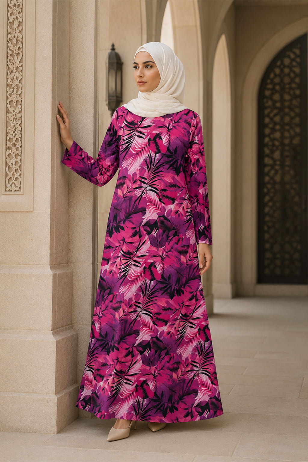 Printed Crepe Abaya AYP-663