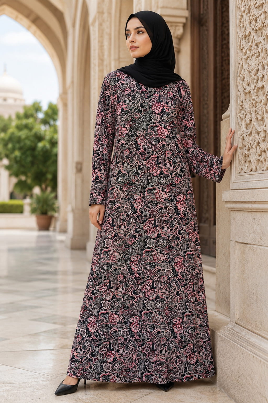 Printed Crepe Abaya AYP-664