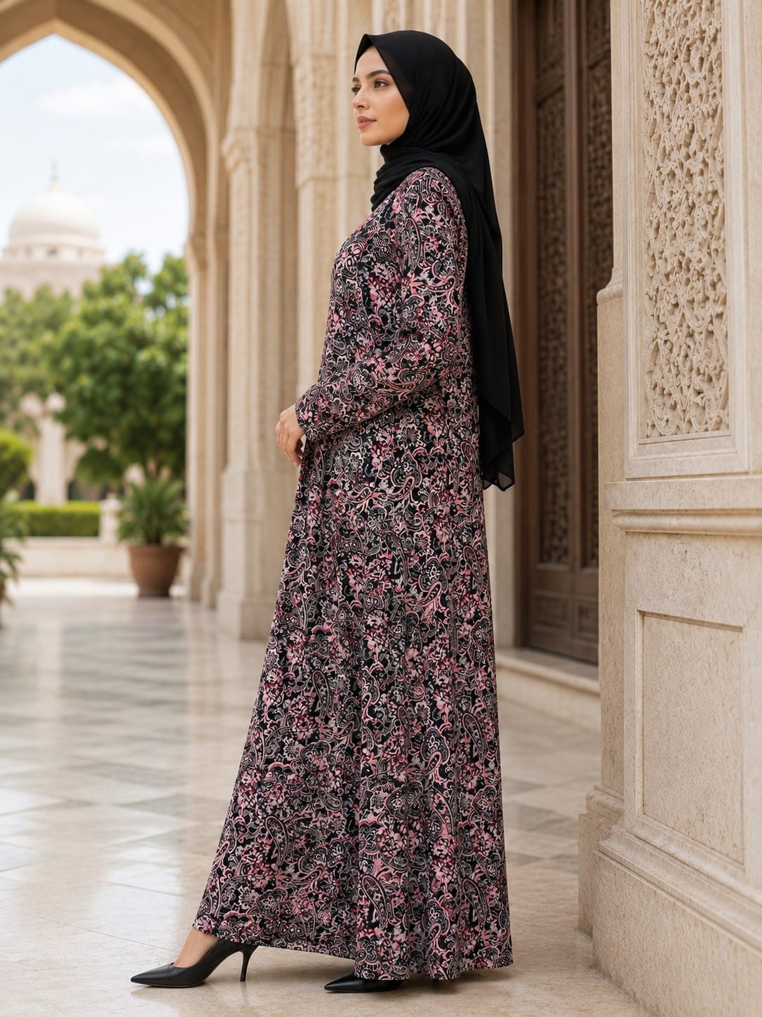 Printed Crepe Abaya AYP-664