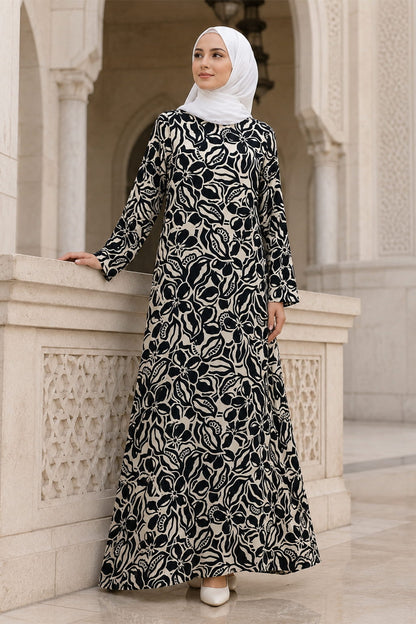 Printed Crepe Abaya AYP-678