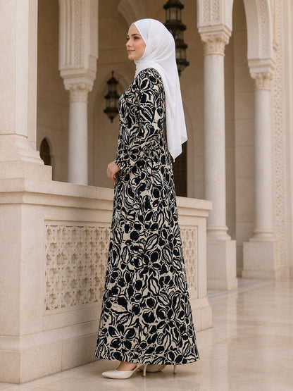 Printed Crepe Abaya AYP-678