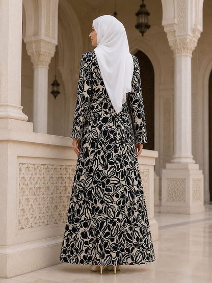 Printed Crepe Abaya AYP-678